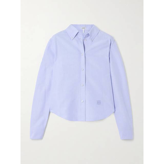 Loewe Womens Soft Blue Anagram-embroidered Long-sleeve Cotton Shirt 10 - SOFT BLUE