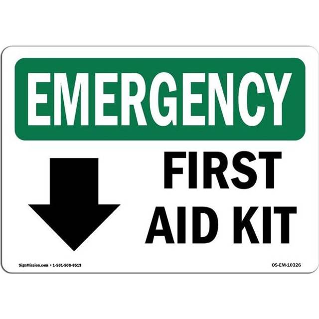 SignMission OS-EM-D-35-L-10326 OSHA Emergency Sign - First Aid Kit