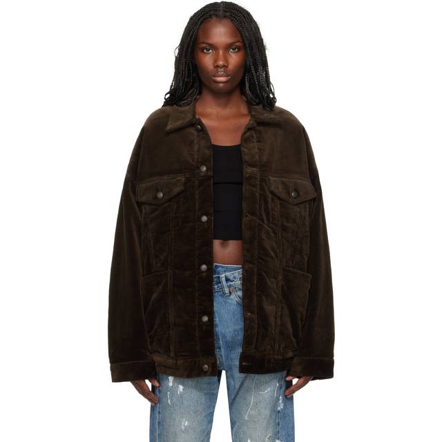 R13 Brown Lacey Trucker Jacket - Drk Chocolate Cord - S
