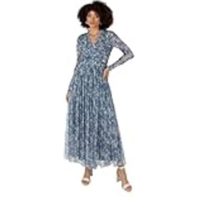 Anaya With Love Floral Wrap Midaxi Dress, Blue Floral Print