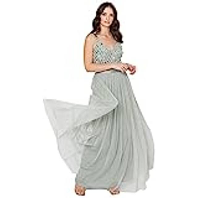 Stripe Embellished Maxi Dress - Mint - 26