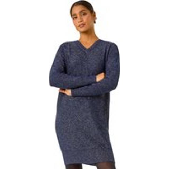 Sequin Detail Stretch Jumper Dress - Navy - 16