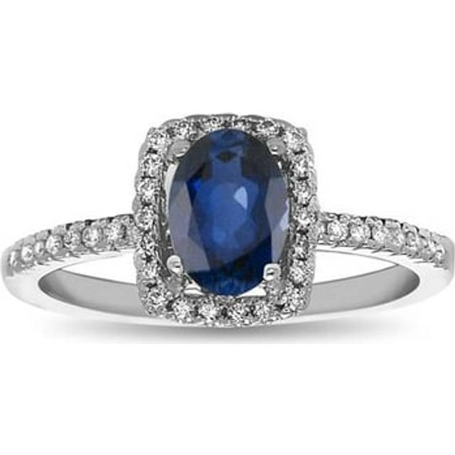 Louis Creations RL1963SD-ENG-5 0.95 CTTW Sapphire & Diamond Engagement Ring, 14K White Gold - Size 5