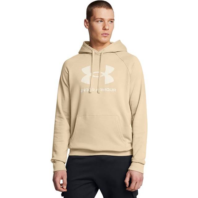Under Armour Rival Fleece Men's Logo Hoodie City Khaki / Summit White XL - Brown