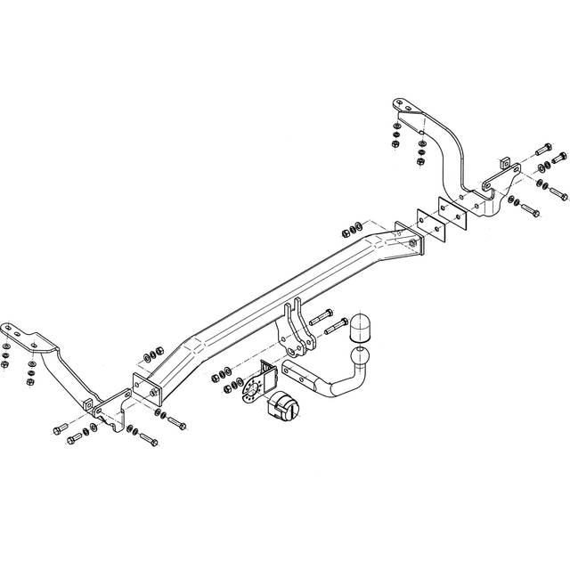 Swan neck tow bar for peugeot 5008 i (2009-2017) p-044