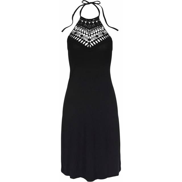 LASCANA Crochet Neckline Halter Dress - Black