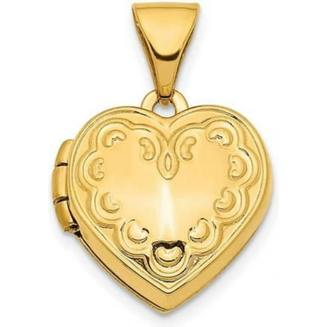 Quality Gold XL759 14K Yellow Gold 13 mm Textured Heart Locket Pendant