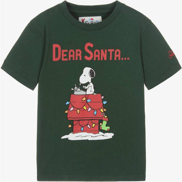 Mc2 Saint Barth Boys Green Dear Santa Peanuts T-Shirt - 12 year