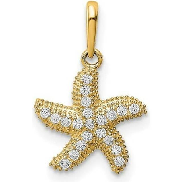14K CZ Starfish Pendant