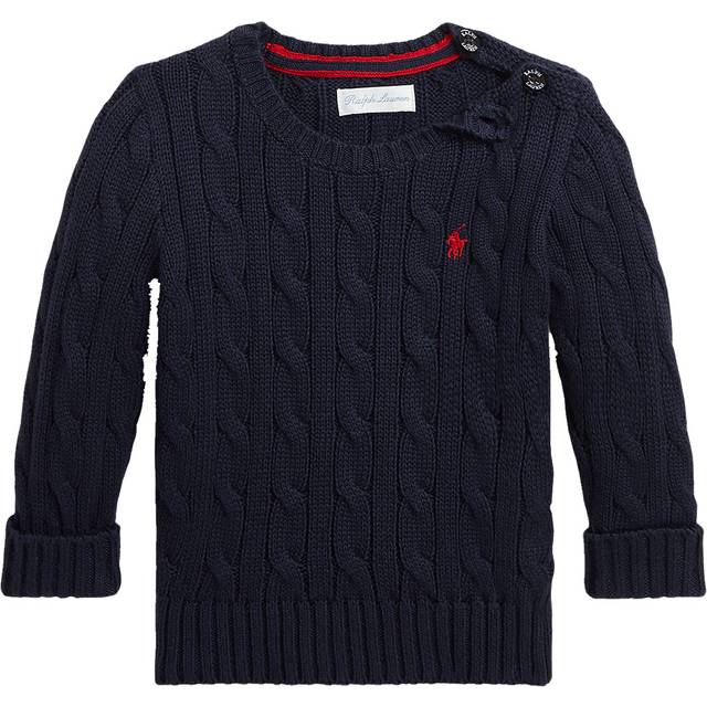 Navy Blue Cotton Cable-knit Sweater - 9 M