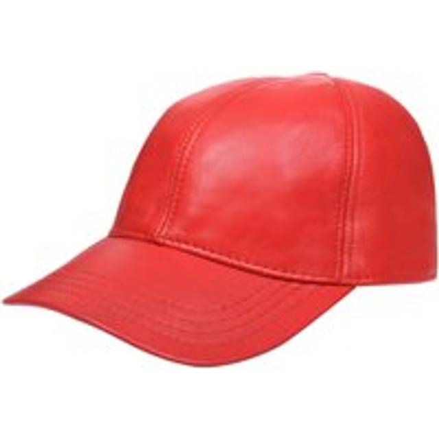 Real Nappa Leather Adjustable Golf Snapback Plain Baseball Cap Hat - Red - One Size