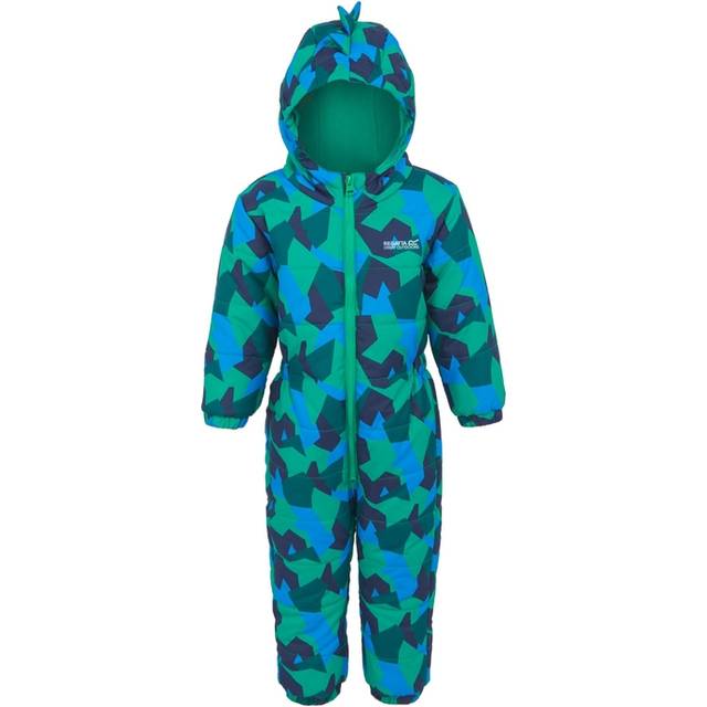 Regatta Kids Water Repellent Penrose Puddle Suit Hydro Blue Geo Camo, Size: 3-4 Years
