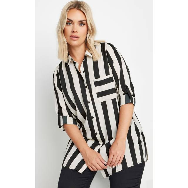 Yours Curve Black & White Stripe Boyfriend Shirt, Women's Curve & Plus Size, Yours - 22-24