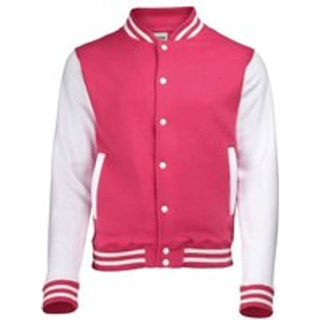 (XS, Hot Pink/White) Awdis Unisex Adult Varsity Jacket