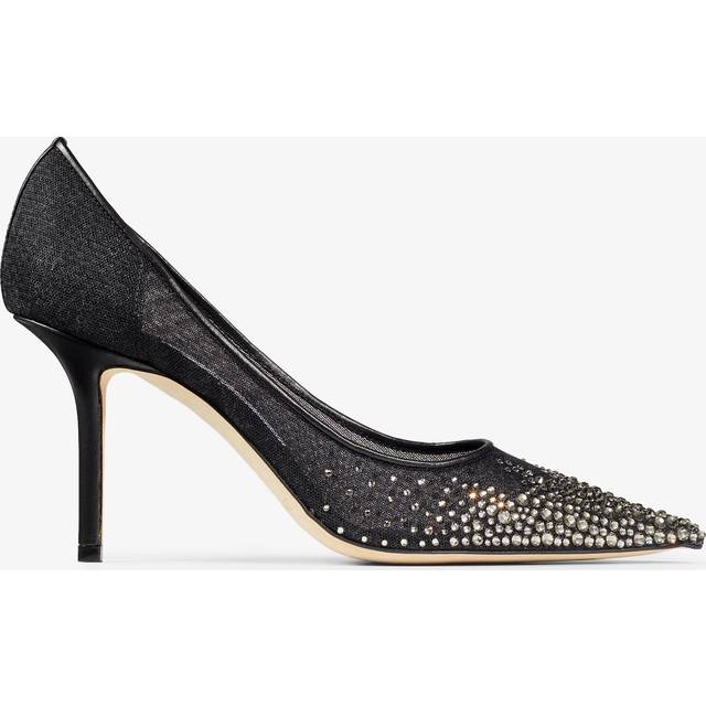 Jimmy Choo Womens Black/black Love 85 Crystal-embellished Mesh Pumps Eur 37 / 4 Uk Women - BLACK/BLACK