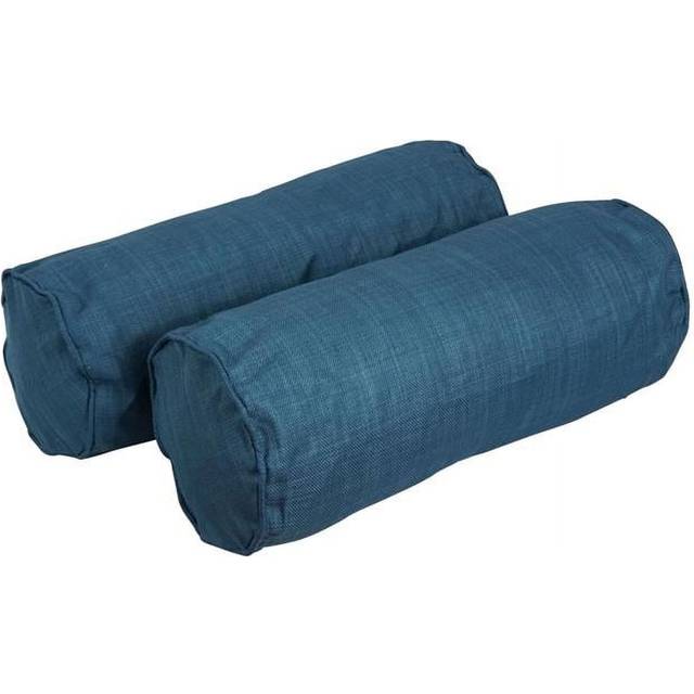 Blazing Needles Indoor/Outdoor Corded Bolster Pillow, 20 x 8, Sea Blue 2 Count