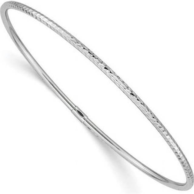 14K White Gold 2 mm Diamond-Cut Slip-On Bangle Bracelet