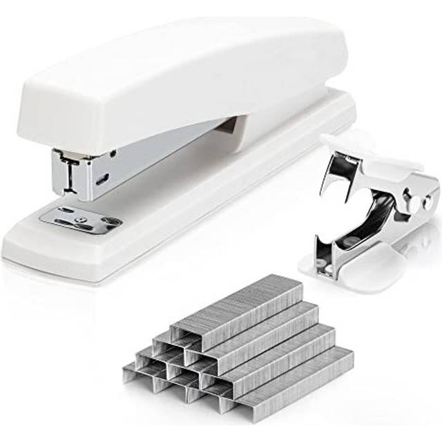 Deli Stapler, Desktop Stapler, Office Stapler, 25 Sheet Capacity, Includes 1000 Staples and Staple Remover, White