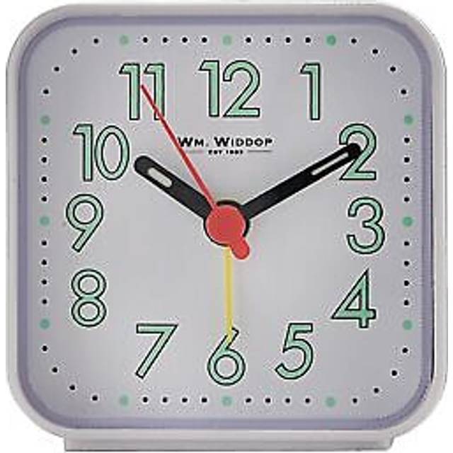 Analog Quartz Alarm Tabletop Clock in White (6cm H X 6cm W X 4cm D)