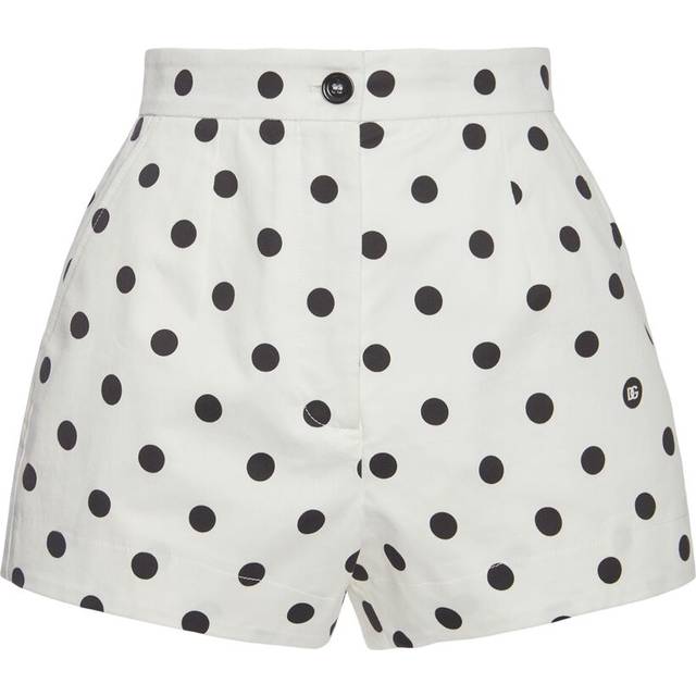 Dolce & Gabbana High-waisted Cotton Shorts With Polka-dot Print - Woman Pants And Shorts Print 48