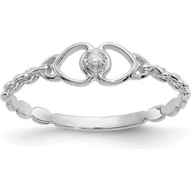 14K White Gold 0.01 CTW Diamond Heart Mounting Ring, Size 6