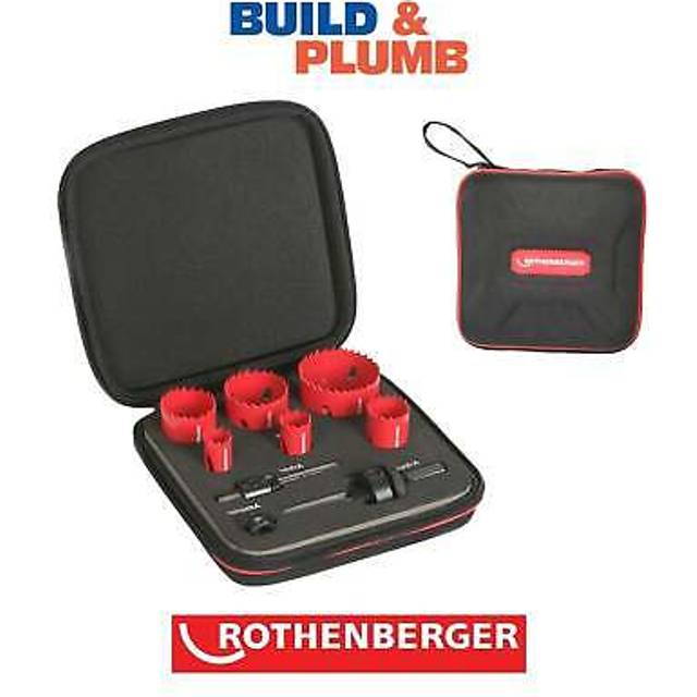 Rothenberger plumbers hole saw kit - 19-22-29-38-44-57mm - 9pcs in case