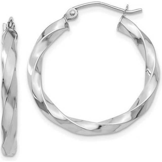 14K White Gold 3 mm Twisted Hoop Earrings