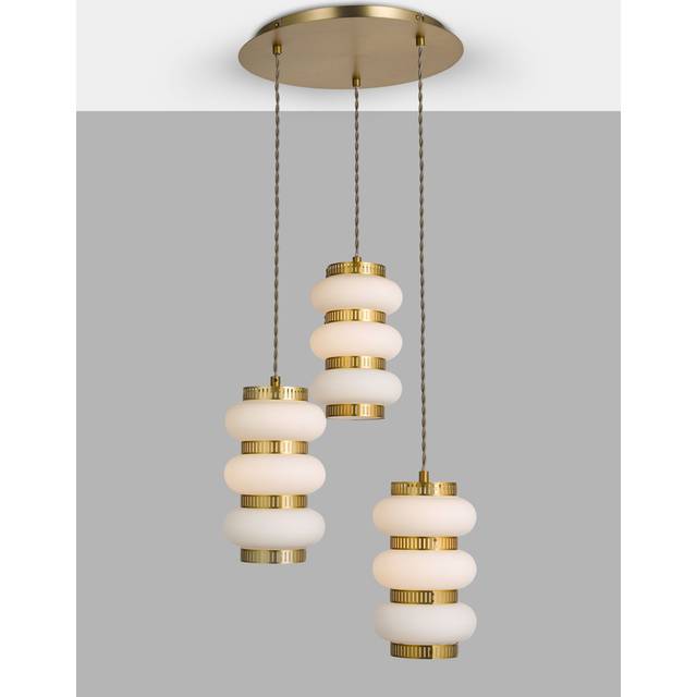 John Lewis Lotus 3 Light Lantern Pendant, Matte Antique Brass