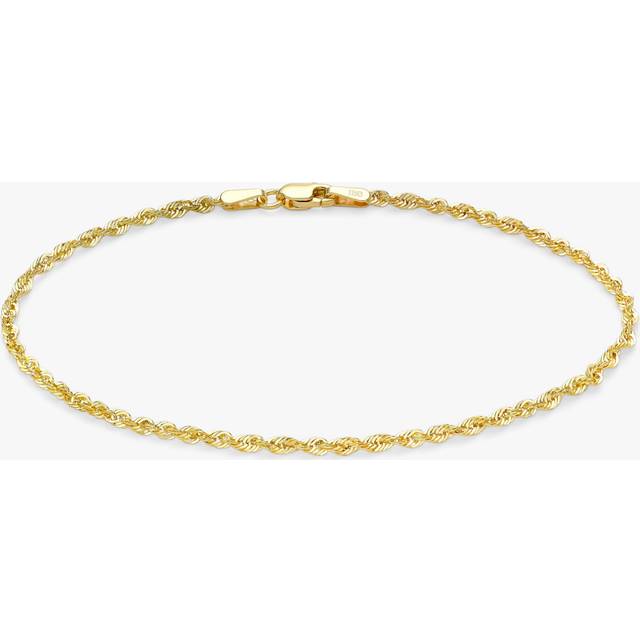 IBB 9ct Gold Rope Chain Bracelet, Gold
