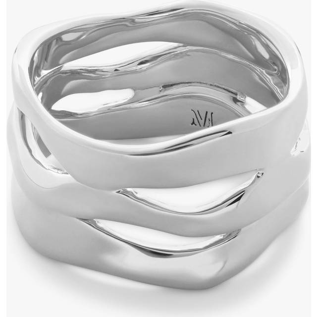 Monica Vinader The Wave Triple Band Ring, Silver