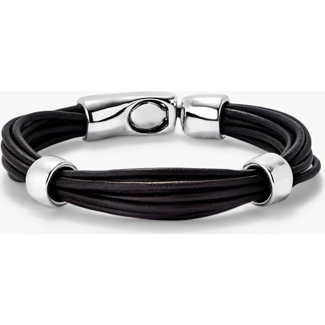 UNOde50 Men's Collection Circles Leather Bracelet, Black