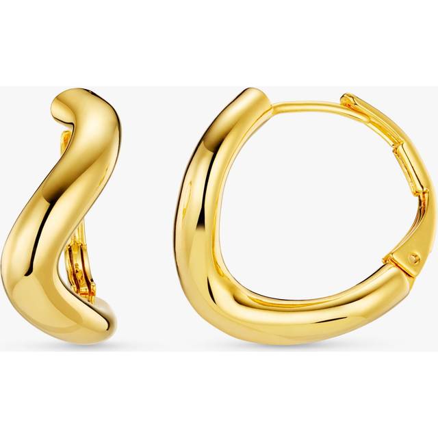 Orelia Round Wave Hoop Earrings, Pale Gold