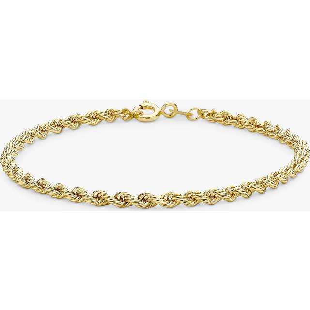 IBB 9ct Gold Hollow Rope Chain Bracelet, Gold