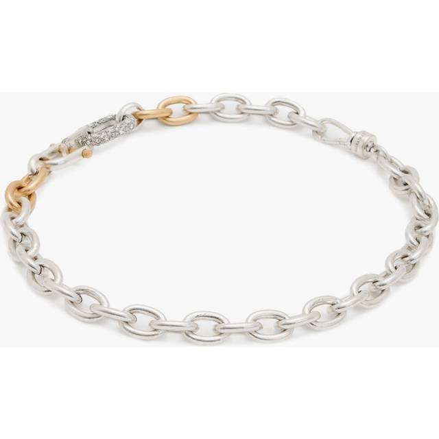 AllSaints Statement Pave Link Collar Necklace, Warm Silver