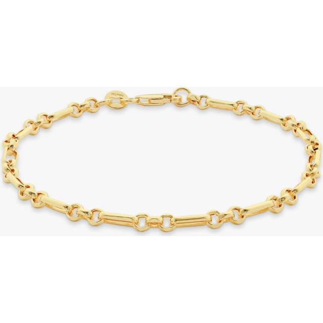 IBB 9ct Gold Diamond Cut Figaro Belcher Chain Bracelet, Gold