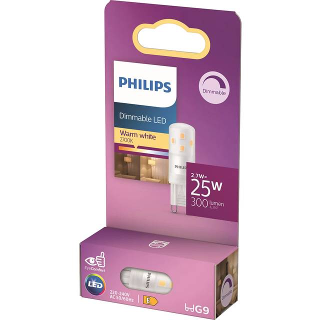Philips 2.7W G9 LED Dimmable Capsule Bulb, Clear