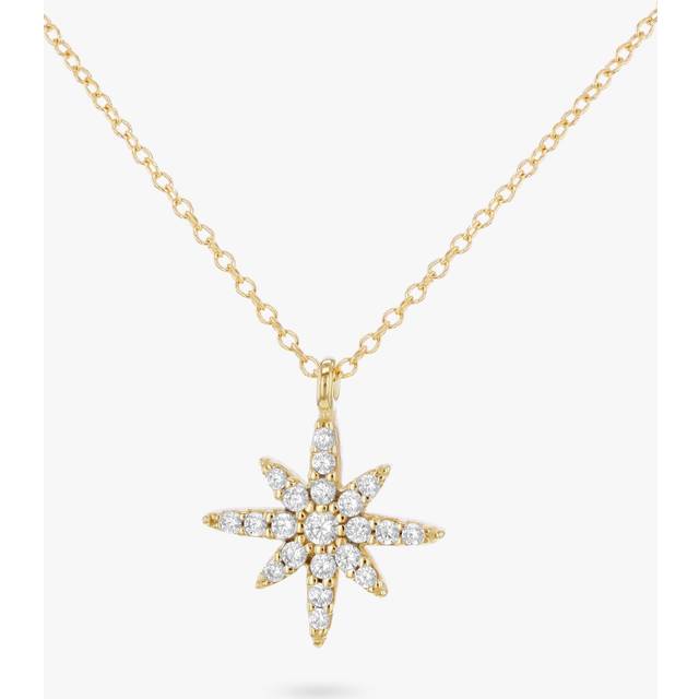 IBB 9ct Gold Cubic Zirconia North Star Necklace, Gold