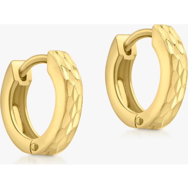 IBB 9ct Gold Diamond Cut Huggie Hoop Earrings, Gold