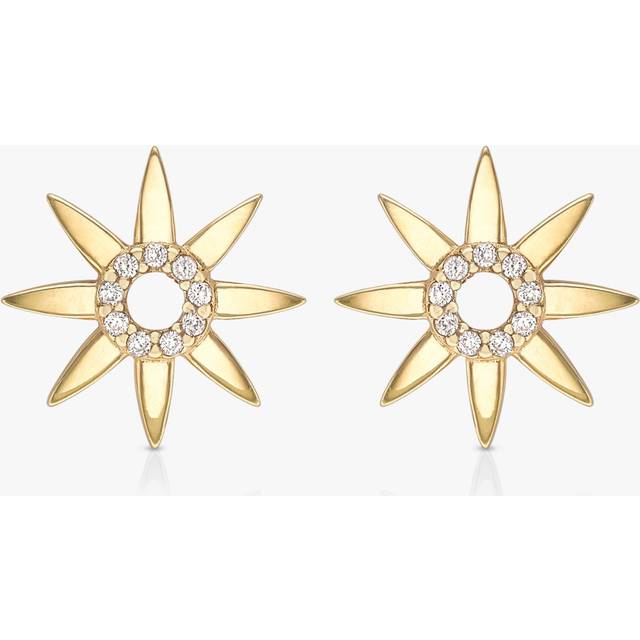 IBB 9ct Gold Cubic Zirconia Flower Stud Earrings, Gold