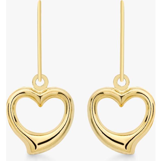 IBB 9ct Gold Heart Drop Earrings, Gold