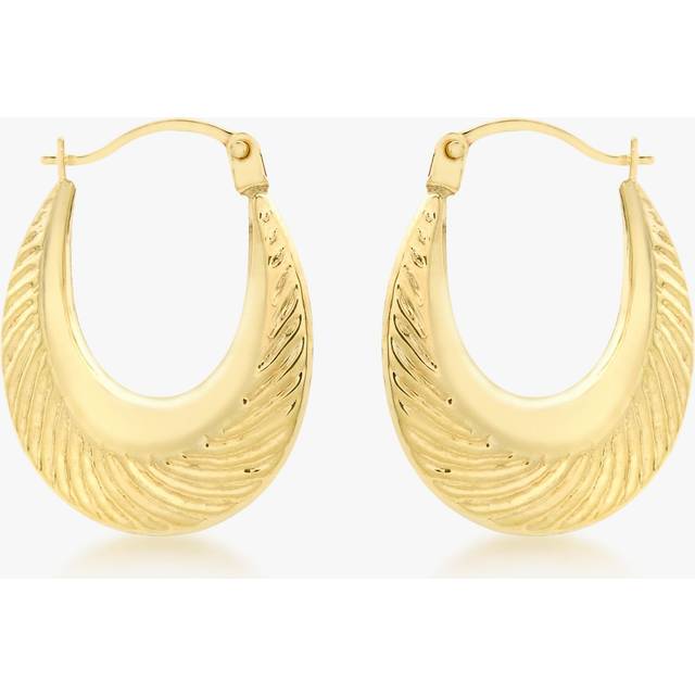 IBB 9ct Gold Pattnered Creole Hoop Earrings, Gold
