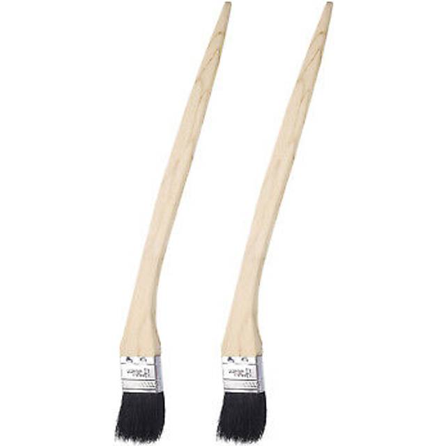 2pcs Bent Radiator Paint Brush 1.5 Width Long Wood Handle Paint Bristle Brushes