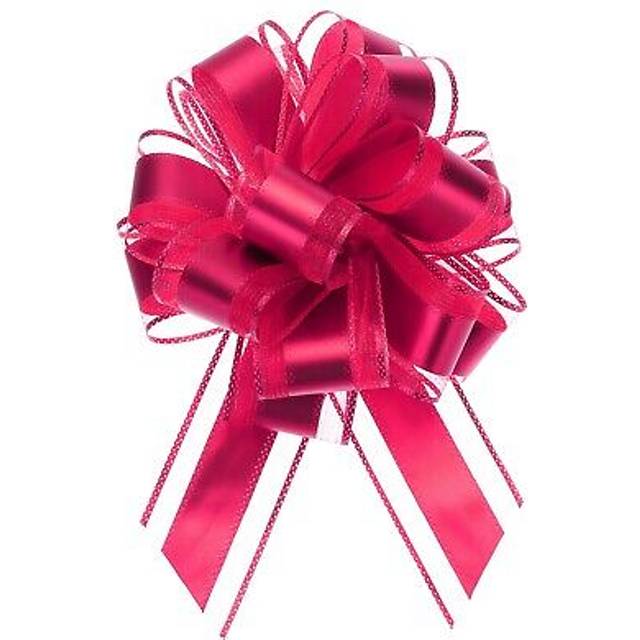12pcs 8" large pull bow metallic gift wrapping bows ribbon organza burgundy