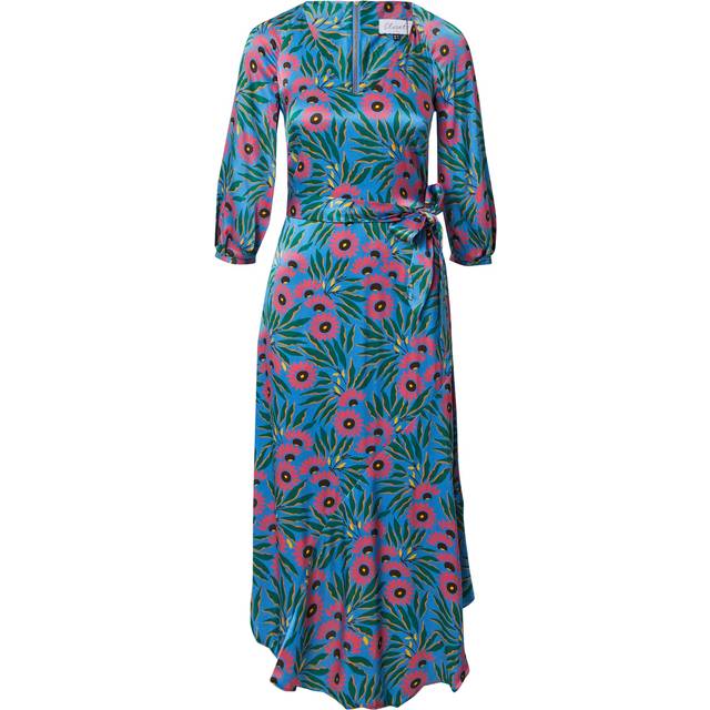 Closet London Blue Asymmetric Hem Floral Print Dress