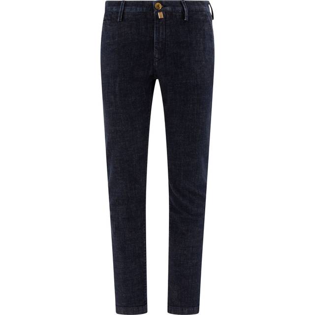 Jacob Cohën, Jeans, Herr, W35, Denim, Blå Denim Jeans med Frontal Dragkedja