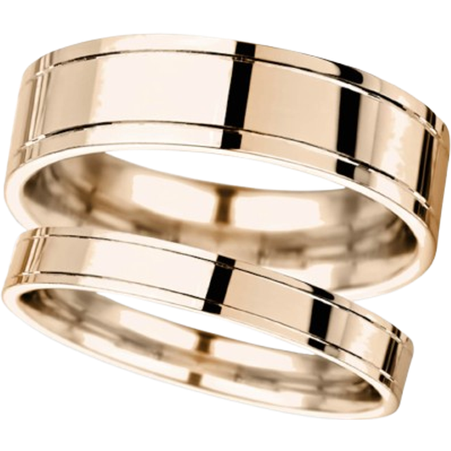 5mm D Shape Standard Polished Finish With Grooves Wedding Ring In 18 Carat Rose Gold - Ring Size R