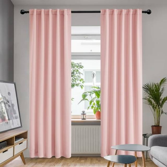 Deconovo Back Tab and Rod Pocket Blackout Curtains for Living Room - 42x84 Inch  Coral Pink  2 Panels Thermal Insulated Light Blocking Curtains