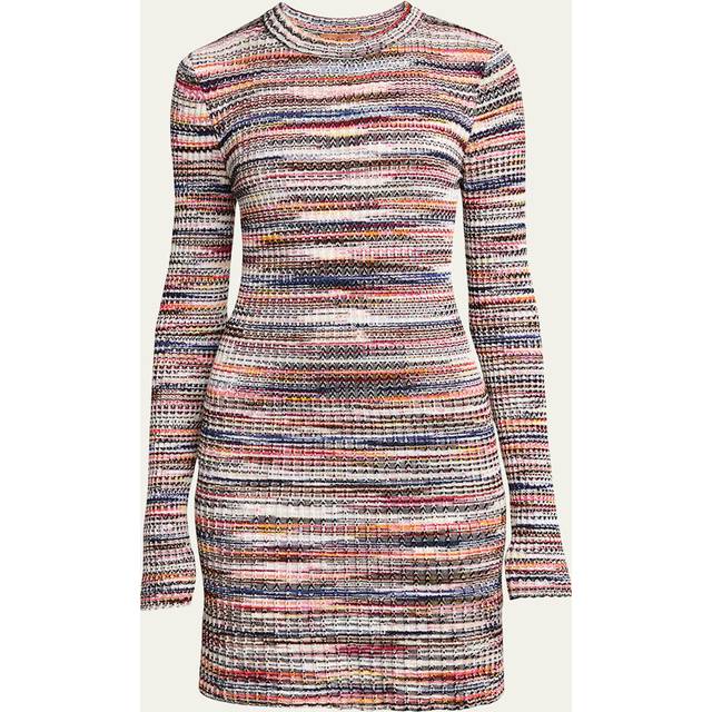 Missoni Women's Striped Short Dress in Powder | Size 40 | DS24WG2BBK040BSM9FD (40)
