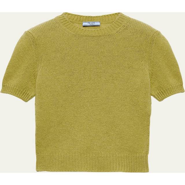 PRADA Short Sleeve Cashmere Knit Top - Green