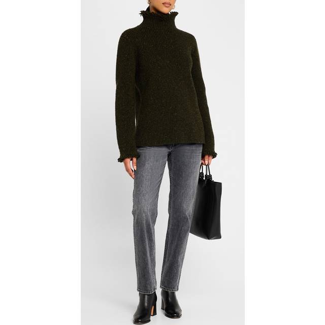 Fringe Trim 5GG Wool Turtleneck Sweater - GLEN - Small